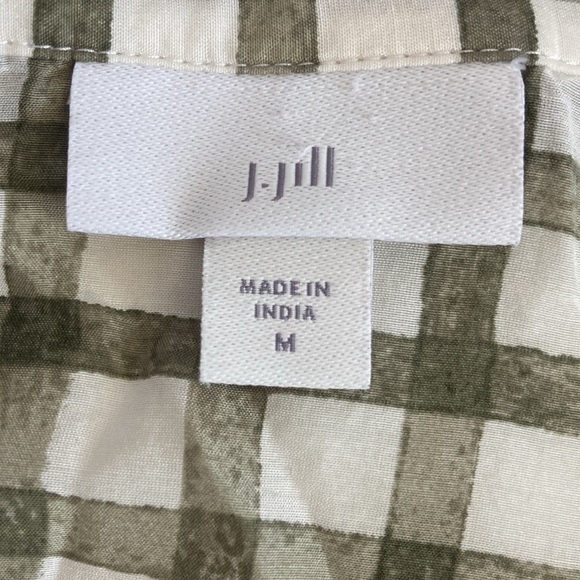 J. Jill Moss Gingham Tie Front Button Down Tank Top Shirt Size Medium - Picture 5 of 10